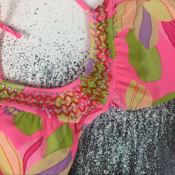 VICTORIA'S SECRET Bikini Top Floral Swim Pink Sz M - Picture 2 of 5