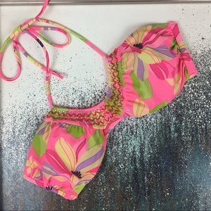 VICTORIA'S SECRET Bikini Top Floral Swim Pink Sz M