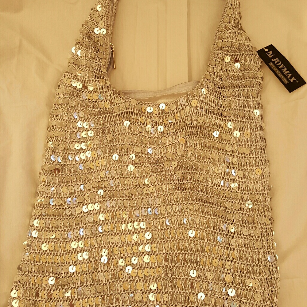 Joymax silver sequin shoulder bag