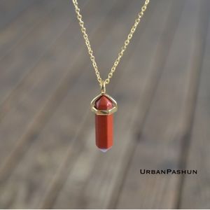 Crystal Pendant Necklace Red Jasper (UP046)