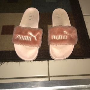 Rihanna Pink Fenty Fur Slides