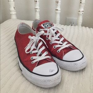 Red Sparkle Converse All Star Shoes