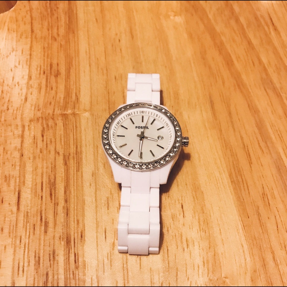 White Fossil Watch