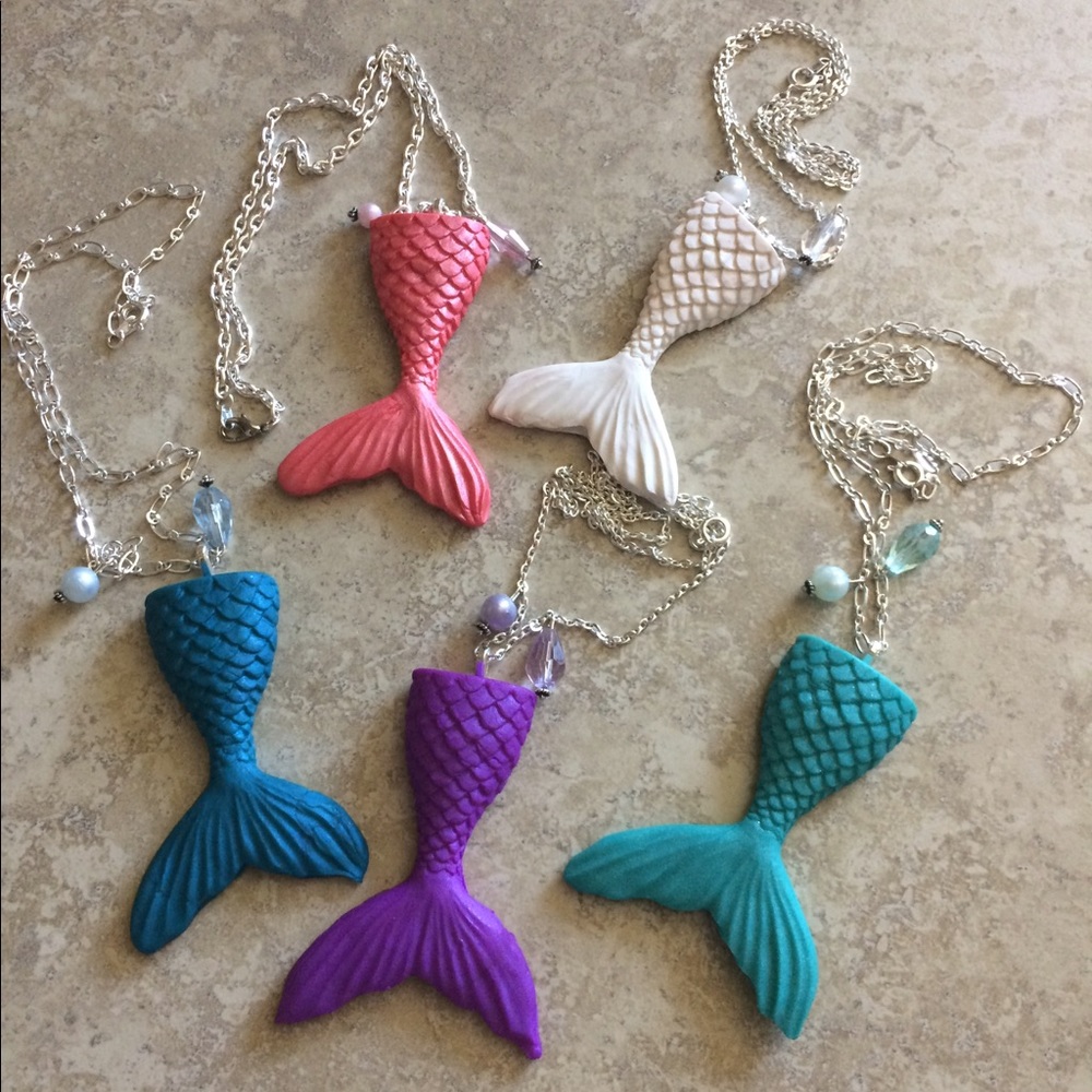Mermaid Clay Pendant Necklace