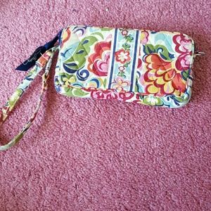 Vera Bradley Wristlet: White/Multicolor Floral