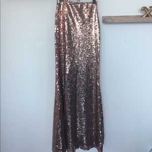 Rose Gold Sequin Maxi Skirt