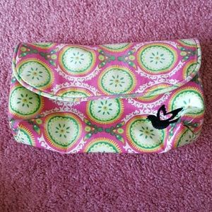 Pink Floral Plastic Makeup Bag with pockets