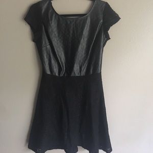 Faux leather and lace dress