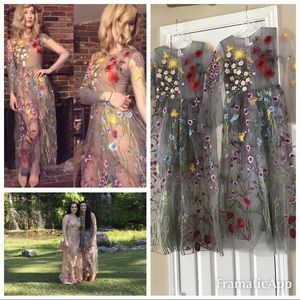 Dress - sheer gauze embroidered Floral