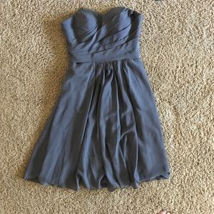 Grey strapless bridesmaid dress