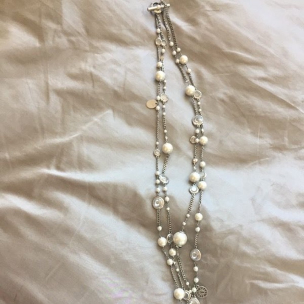 Pearl and Rhinestoned Layered Necklace