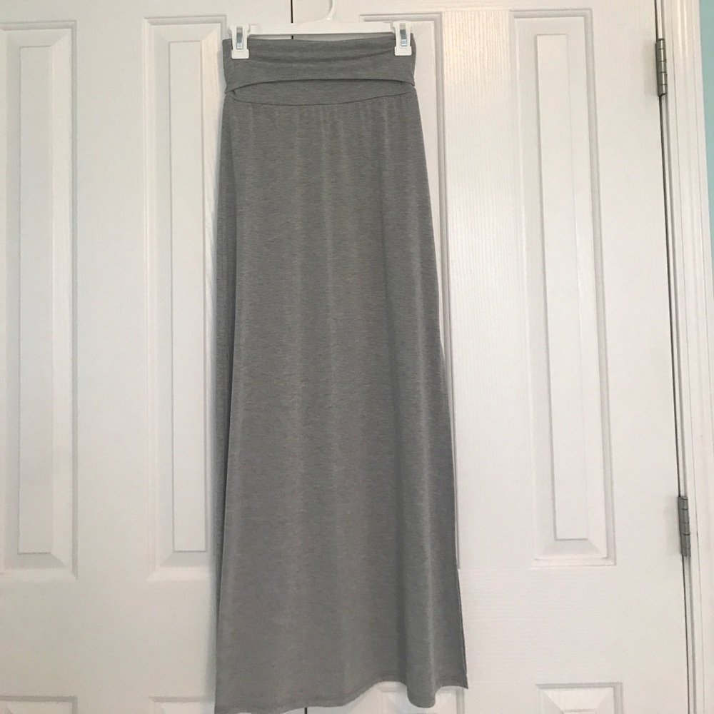 Grey maxi with slit on both sides of skirt