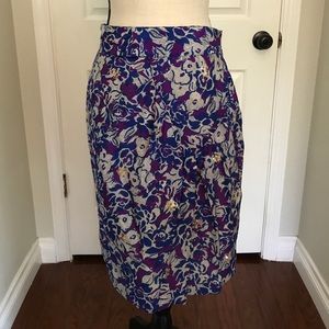 Colorful silk pencil skirt