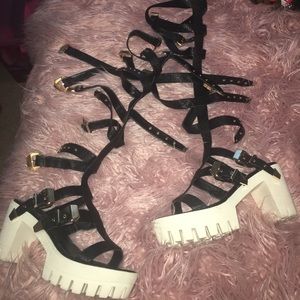 Snake skin gladiator heels