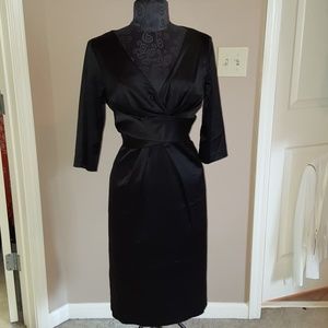 Black satin cocktail dress