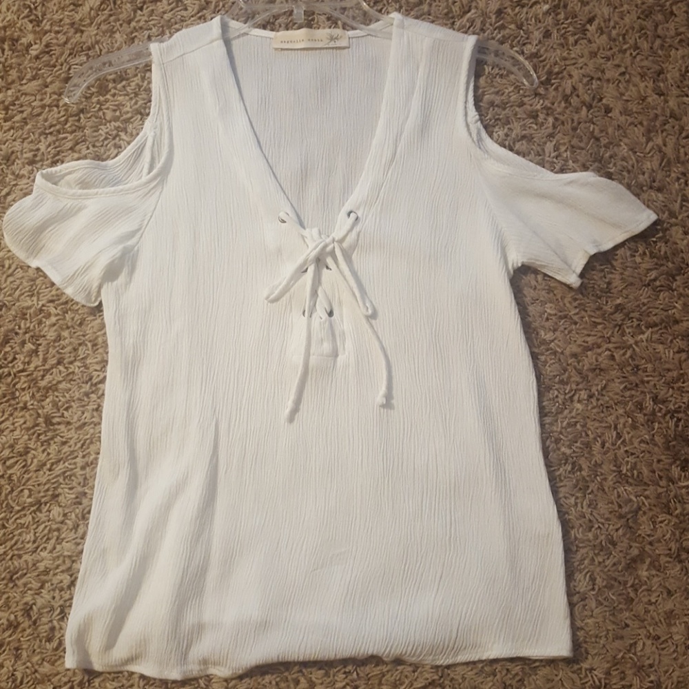 Boutique Peekabo sleeve White Nautical shirt