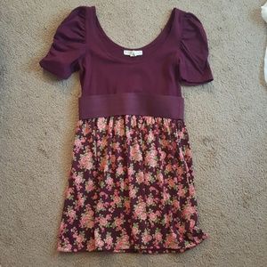 Red empire waist mini dress