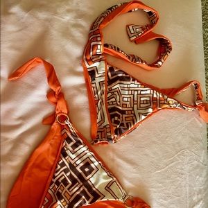 ‼️ BROWN AND ORANGE BATHING SUIT REVERSABLE‼️