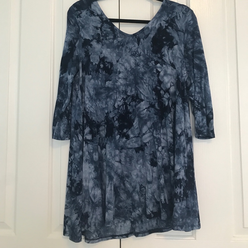 Navy tie dye print dress