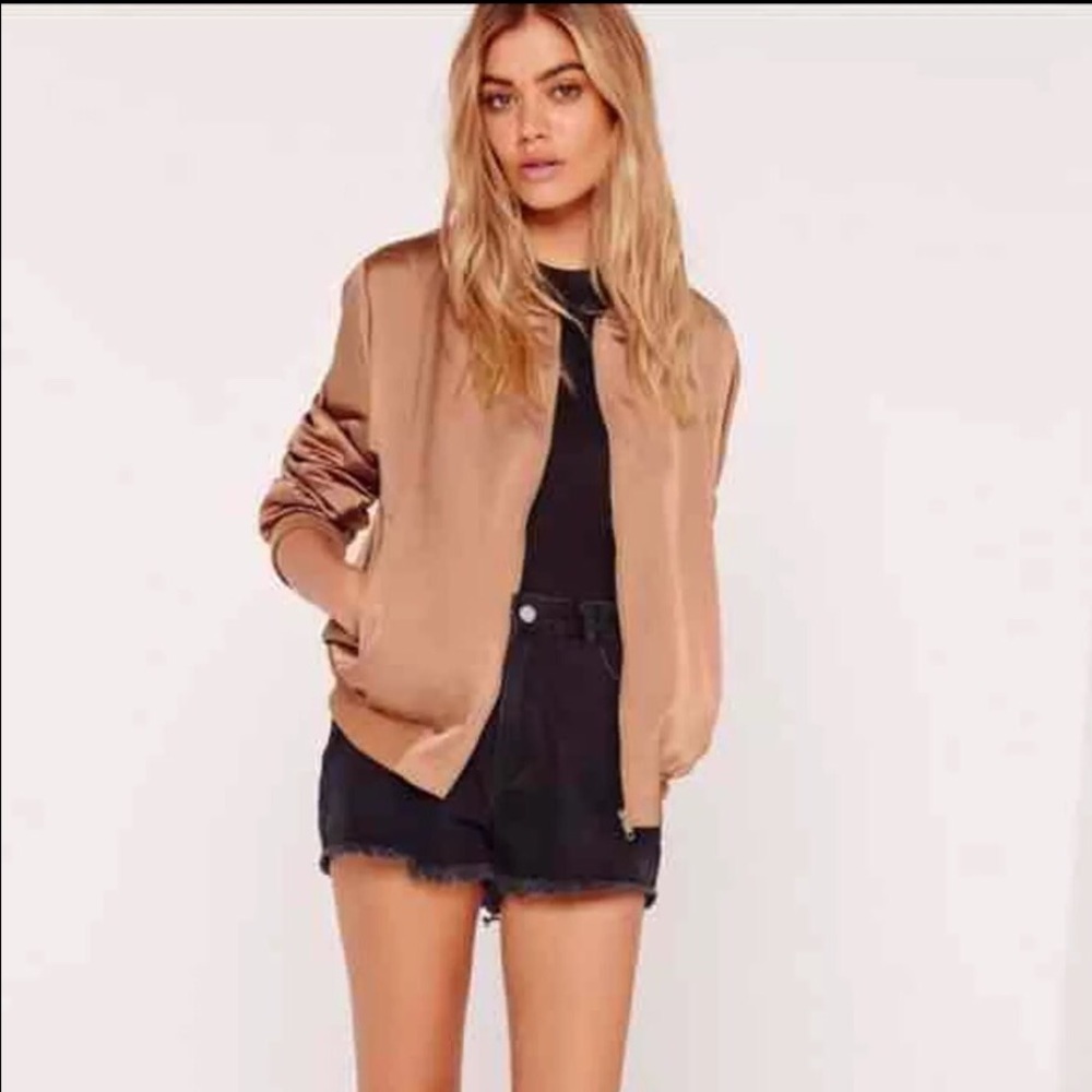 Misguided Satin Bomber Jacket