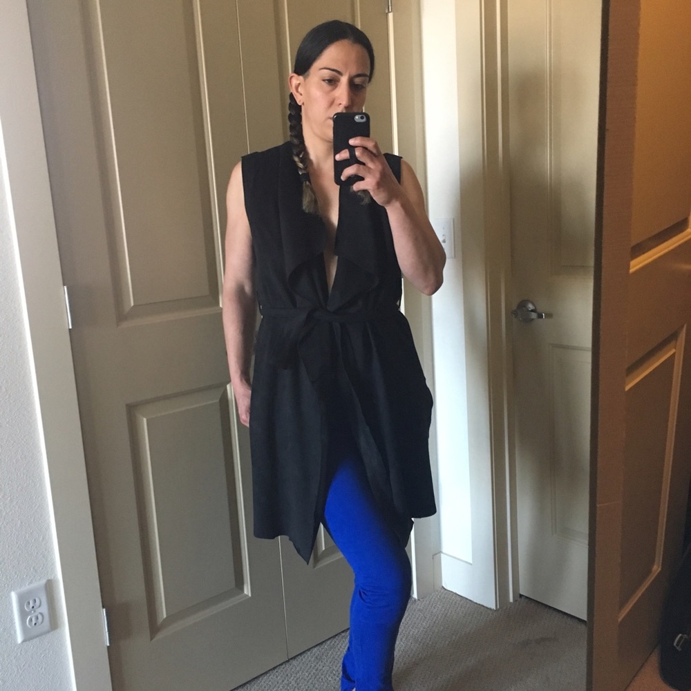 Zara M long belted vest / waistcoat