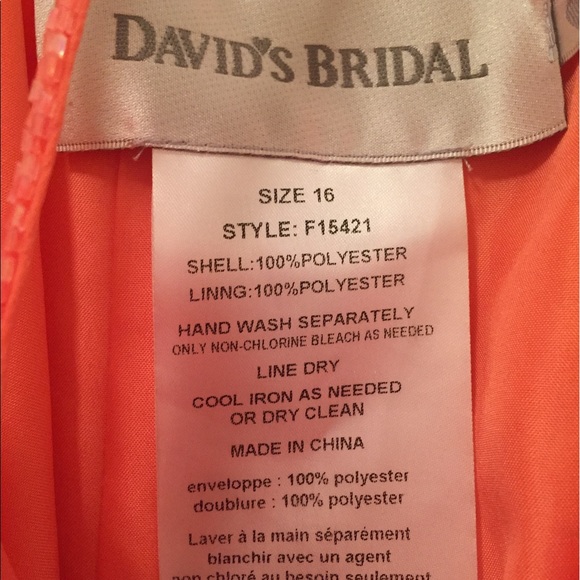 David's Bridal Coral Bridesmaids Dress - Picture 3 of 4