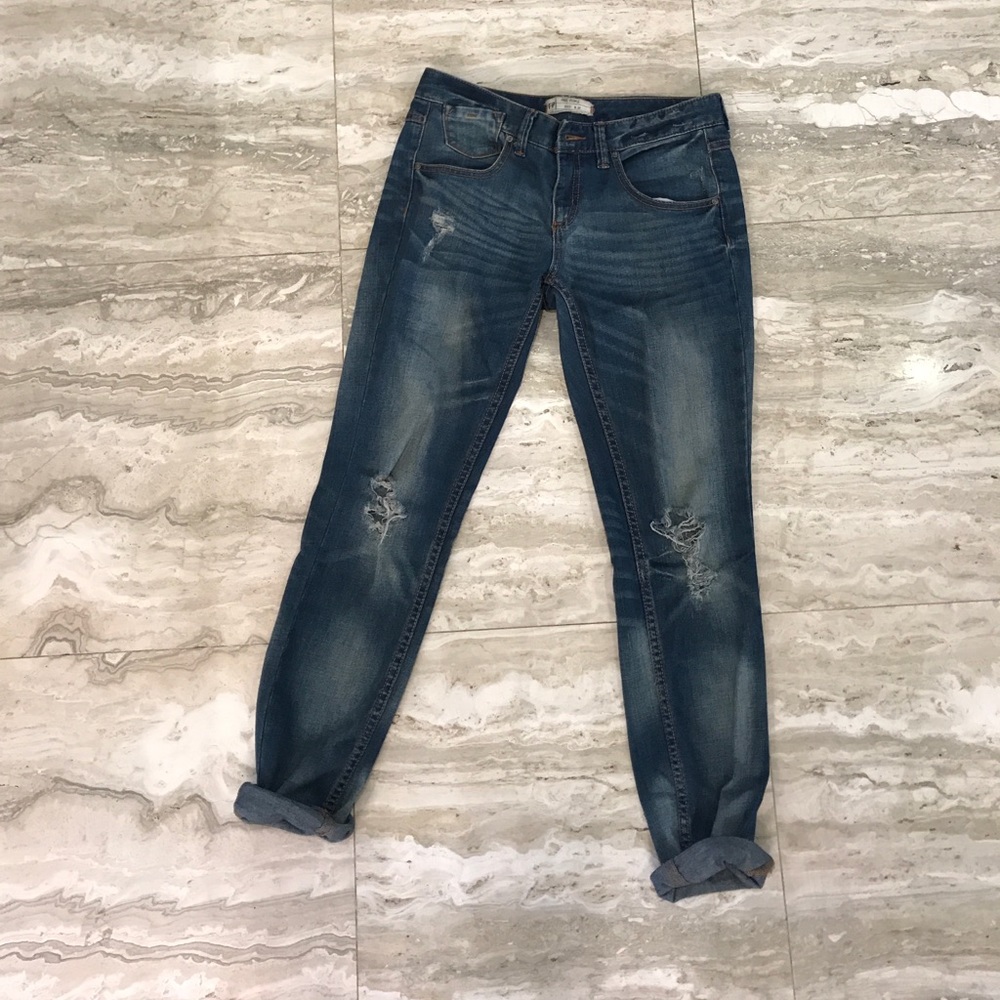 Free People boyfriend jeans.