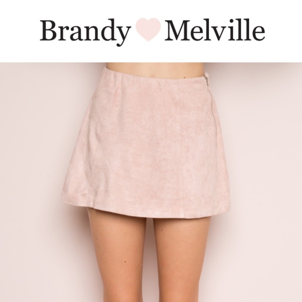Cara light pink suede skirt Brandy Melville