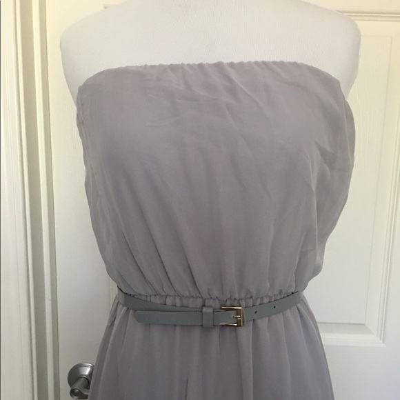 Charlotte Russe Long Strapless Dress - Grey & Teal - Picture 2 of 3