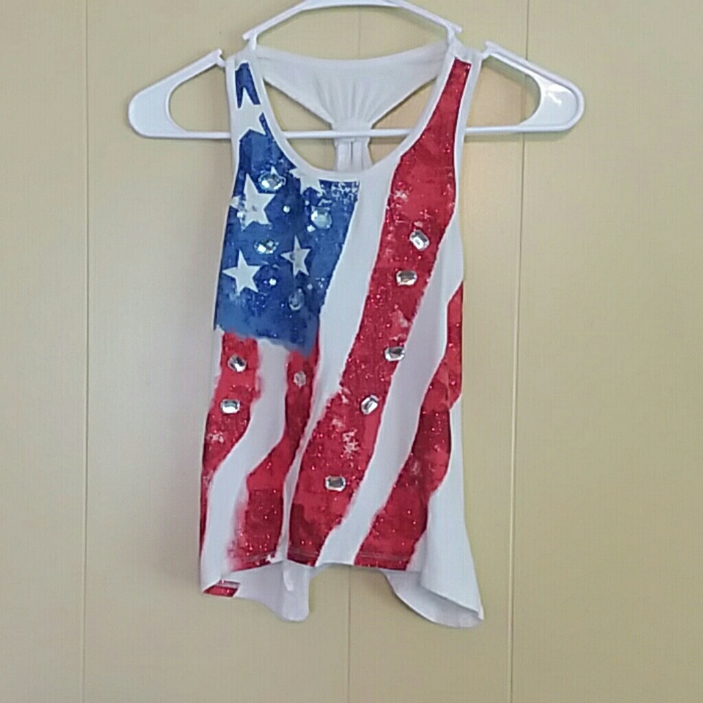 Patriotic flag racer-back tank top