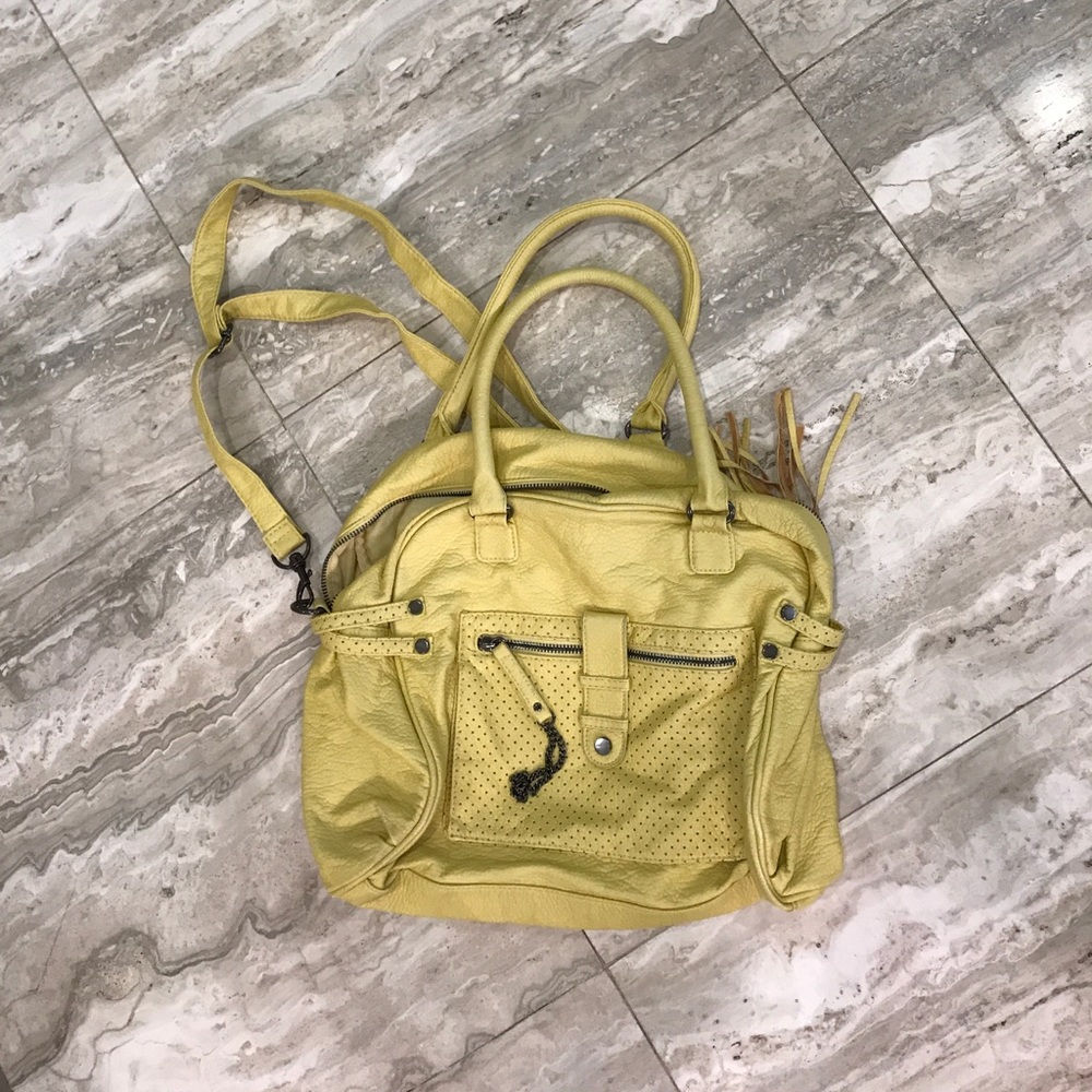 Yellow faux leather purse.
