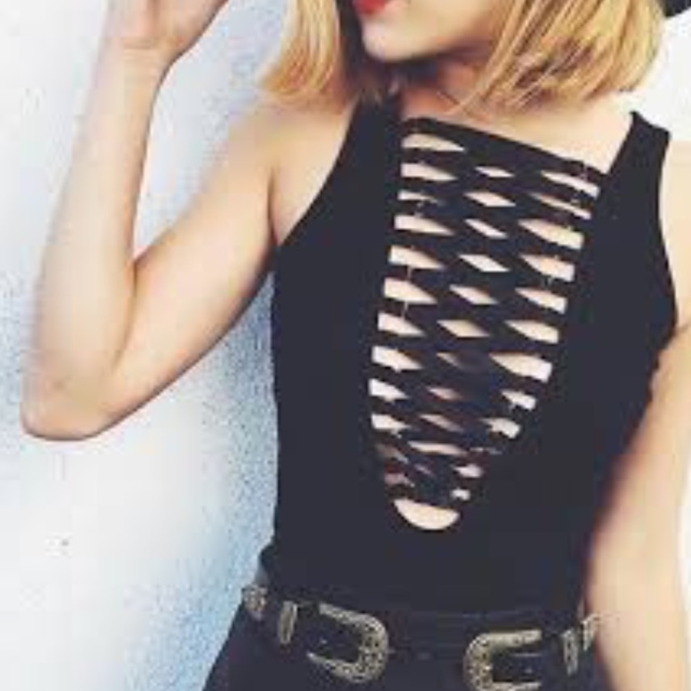 LF black ladder bodysuit