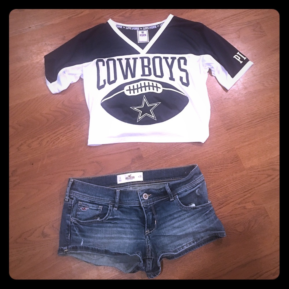 PINK cropped dallas jersey with free shorts