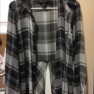 Flannel print chiffon top