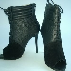 Peep toe lace up bootie