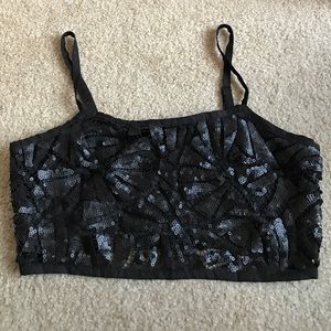 Black sequin crop top