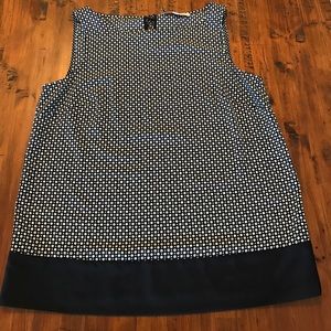 Loft Navy and White Sleeveless Blouse/shell Loft Navy and White Sleeveless Blouse/shell