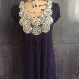 Navy dress with roses