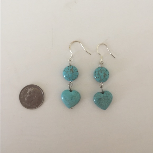 Heartthrob Natural Turquoise Stone Drop Earrings - Picture 2 of 2