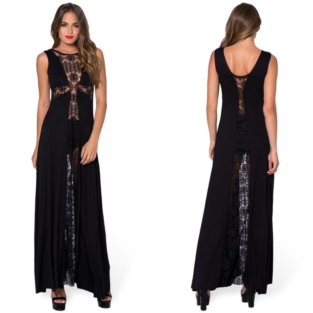 Black Milk Little Lies Cross Maxi Dress XS