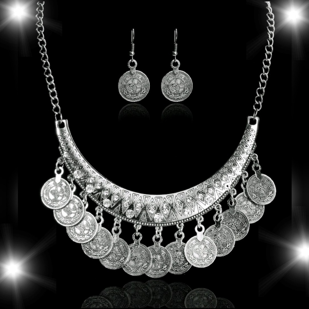 Bohemian Vintage Carved coins choker Only