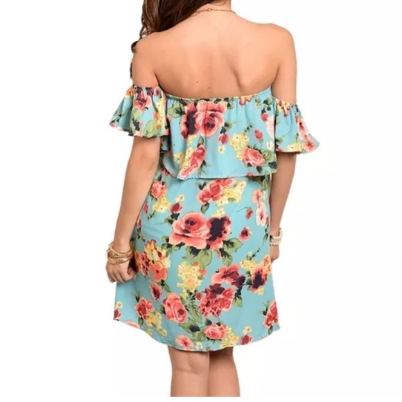 Sale! Indigo rose blue Mini off shoulder dress - Picture 2 of 4