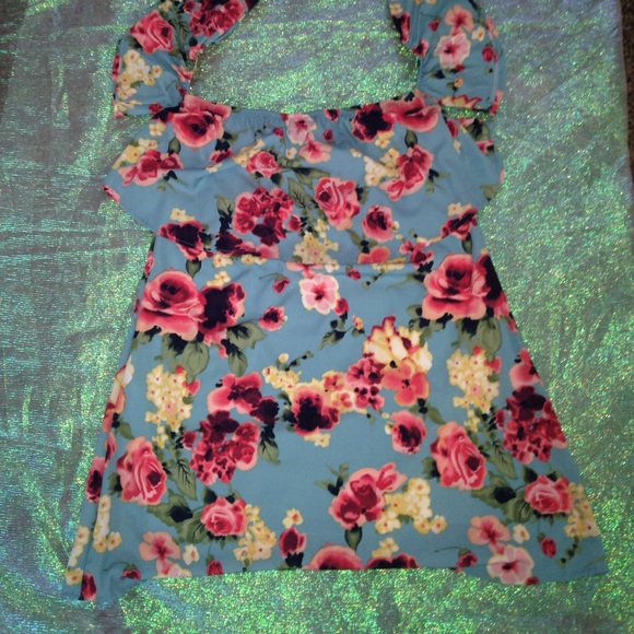 Sale! Indigo rose blue Mini off shoulder dress - Picture 3 of 4