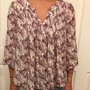 Cream & Maroon Feather Blouse
