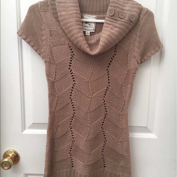 Pink Rose Tops - Long Beige Sweater Top