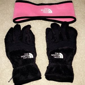 North face gloves and ear warmer