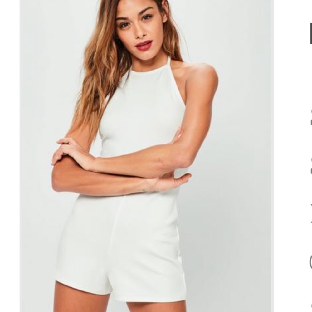 SOLD Missguided - White Halter Playsuit Romper - 4