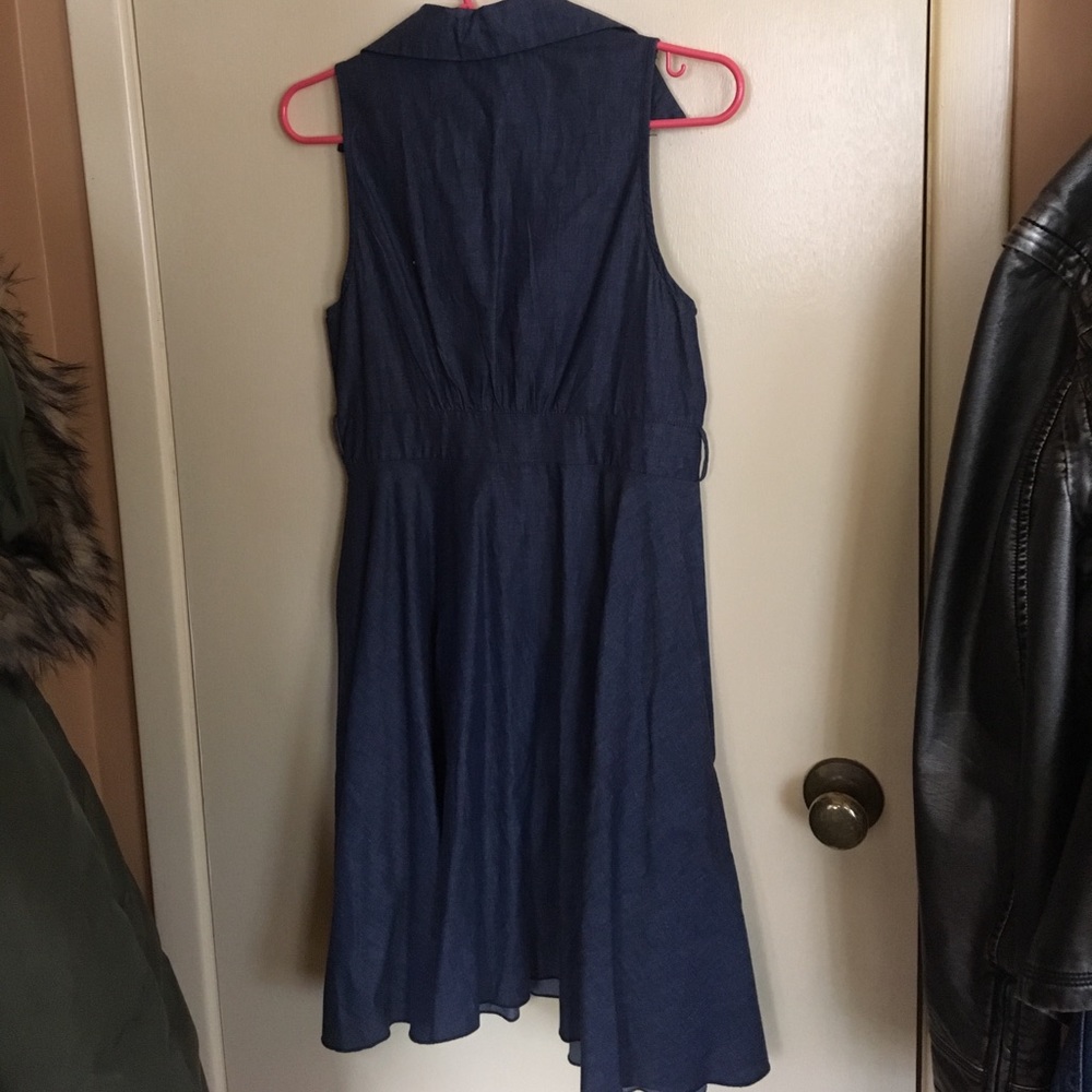 Denim-look Dress with Ruffled front - Picture 2 of 2
