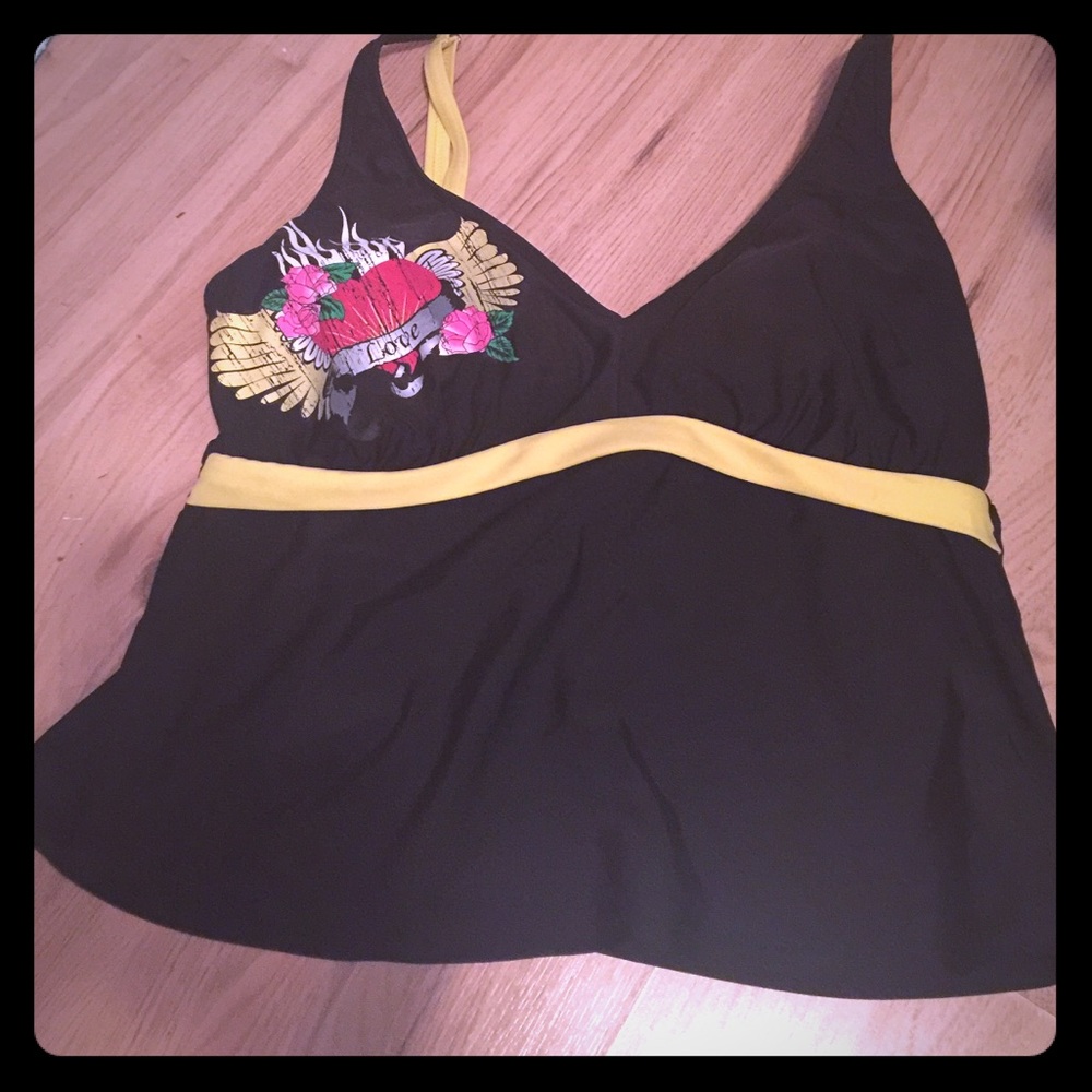 Tankini black with tattoo print size 12