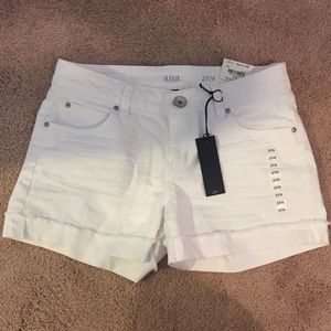 White stretch jean shorts
